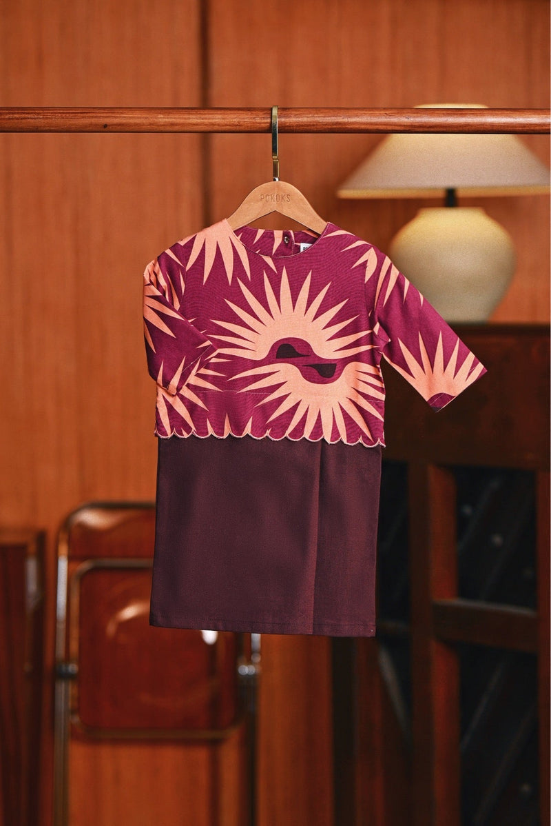 The Congkak Babies Scallop Kurung - Mangosteen