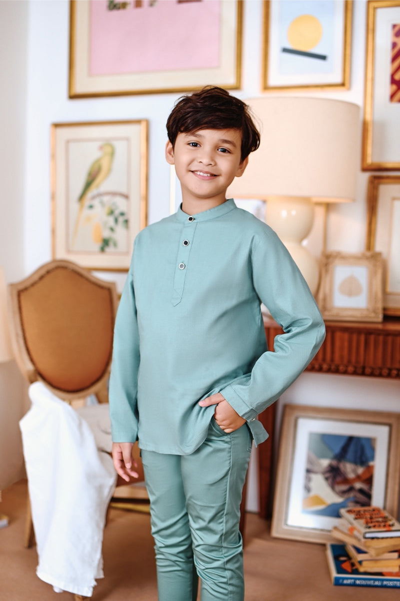 baju melayu set hijau fresh budak 