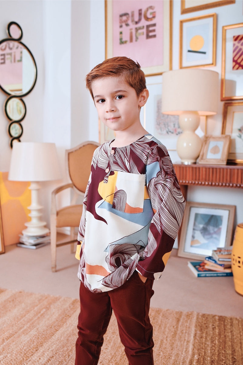 kurta bercorak butang budak 