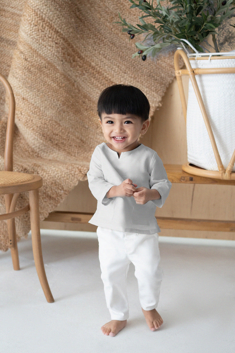 The Kita Menang Babies Kurta - Light Grey
