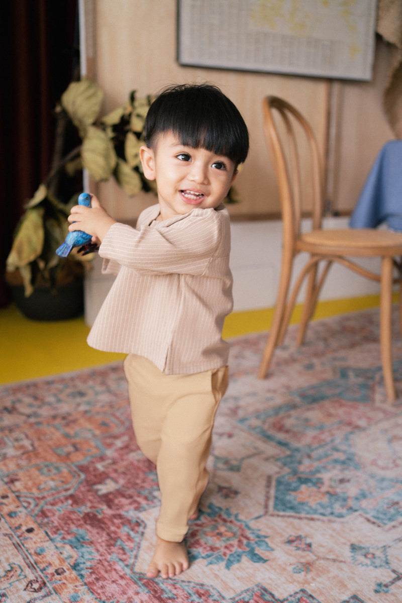 The Tanah Babies Kurta - Vanilla Stripe