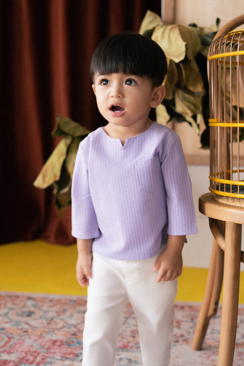 The Tanah Babies Kurta - Lavender Stripe