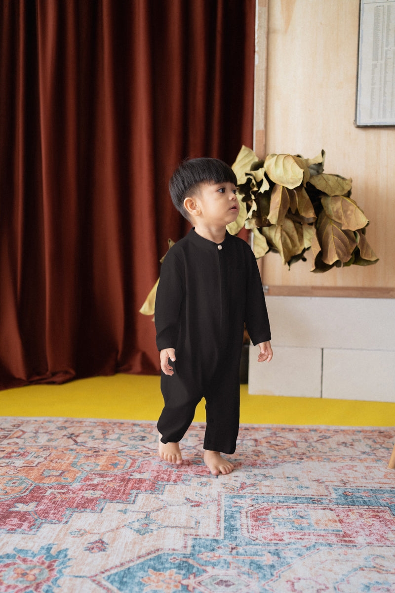 The Tanah Babies Baju Melayu Jumpsuit - Black