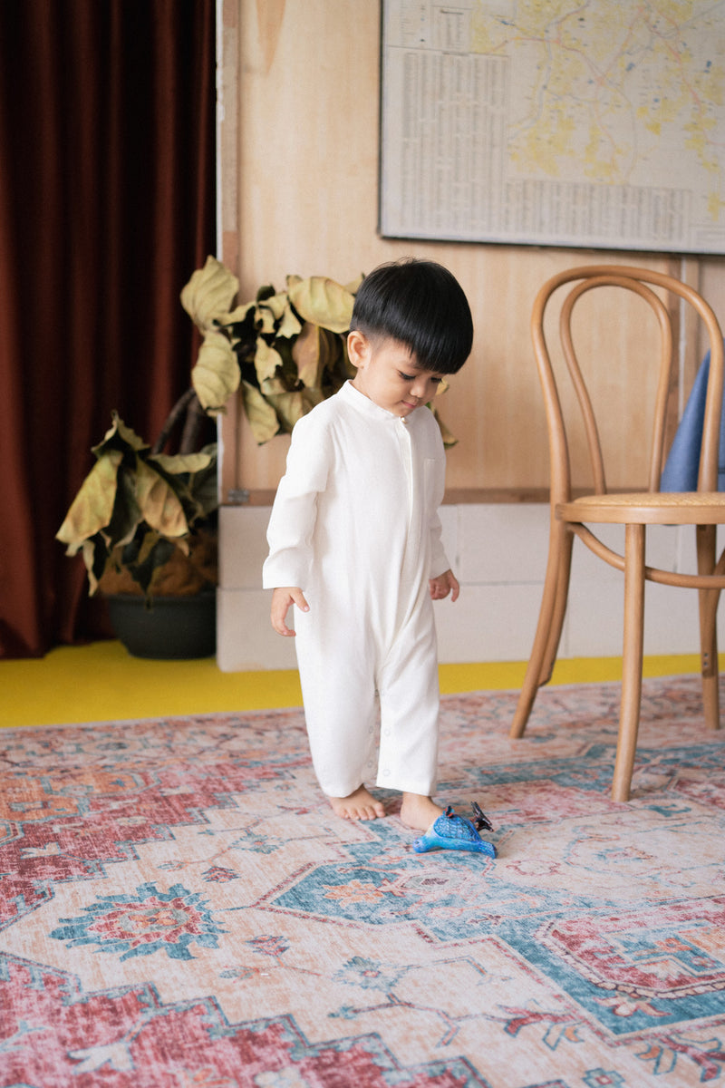 The Tanah Babies Baju Melayu Jumpsuit - White