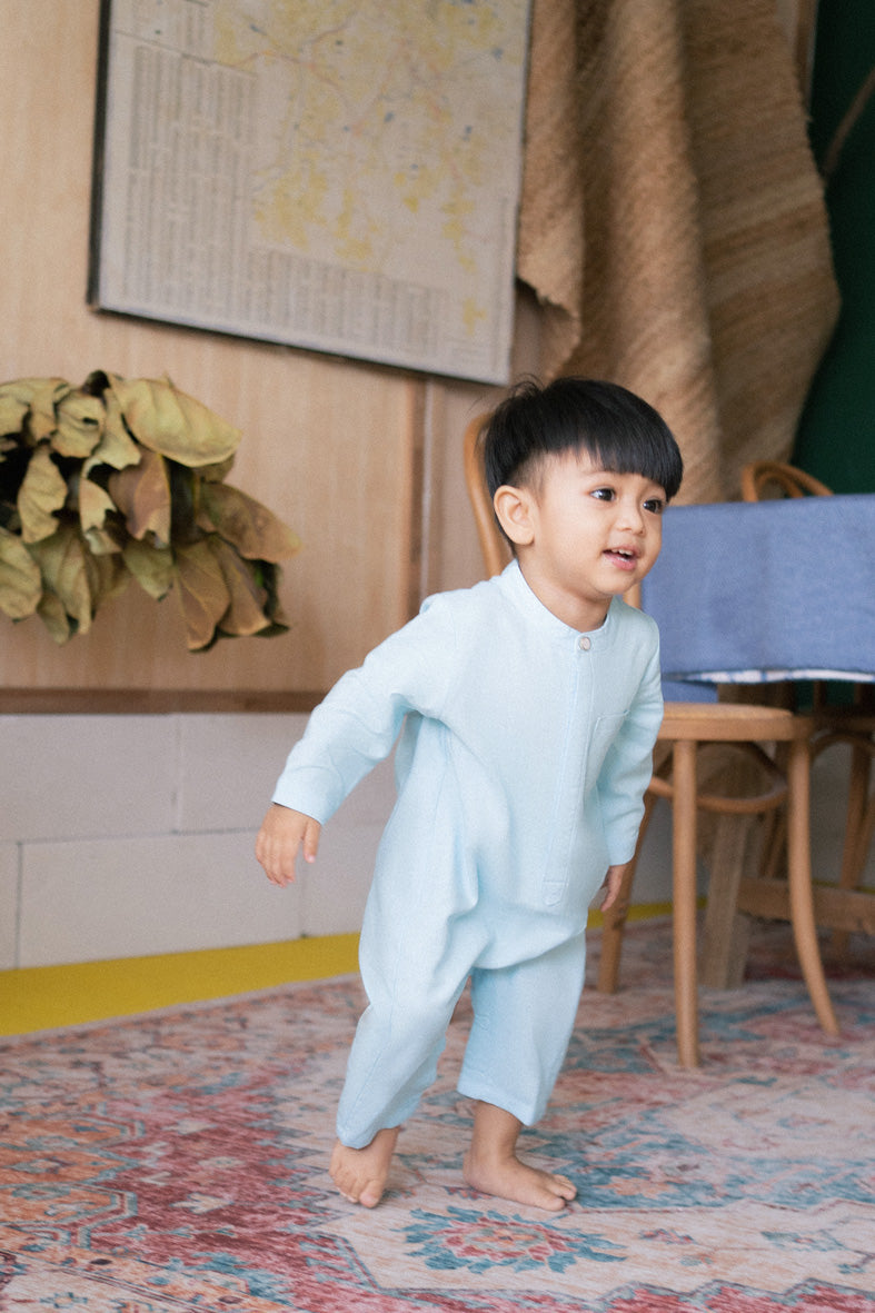 The Tanah Babies Baju Melayu Jumpsuit - Light Blue