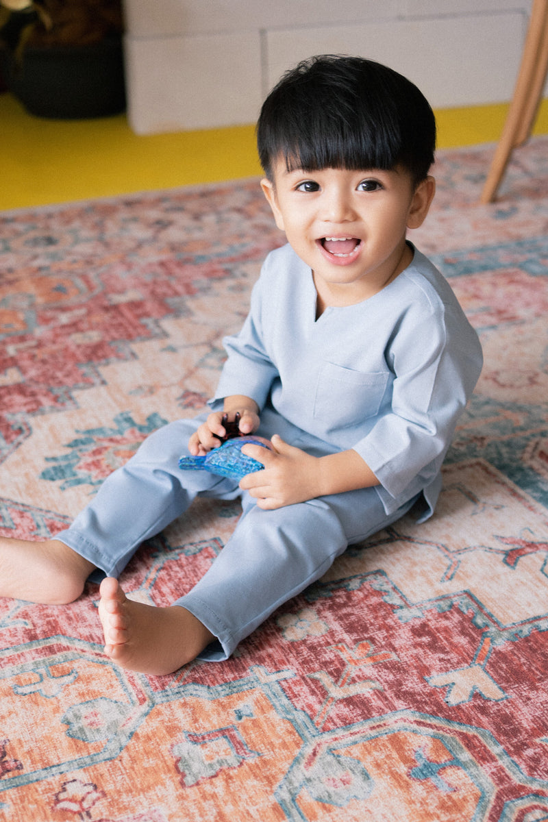 The Tanah Babies Kurta - Light Pigeon Blue