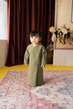 The Tanah Babies Kurung - Olive Stripe