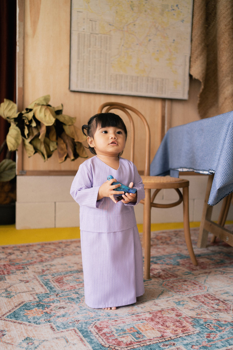 The Tanah Babies Kurung - Lavender Stripe
