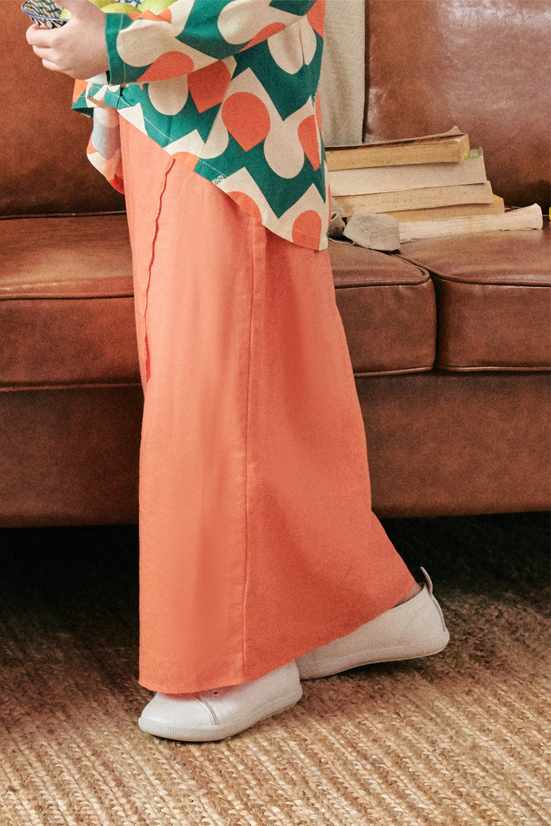 kain raya budak perempuan orange