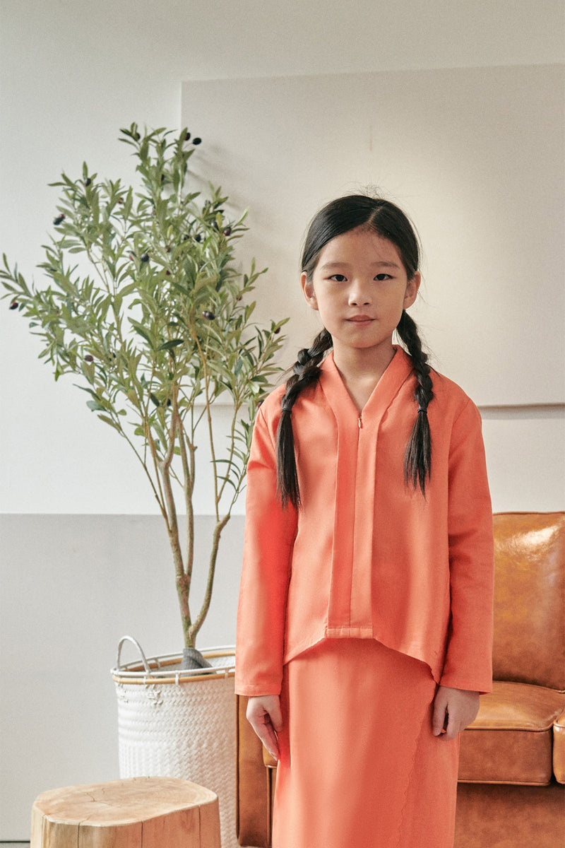 baju kebaya budak orange