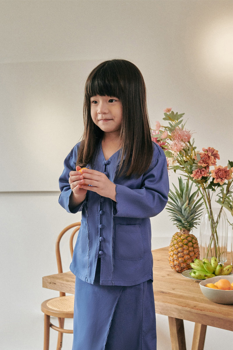 baju kebarung cotton biru