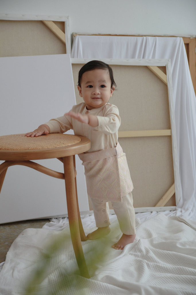 The Seniman Babies Baju Melayu Jumpsuit - Cream