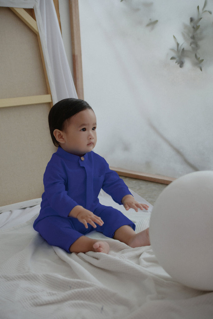 The Seniman Babies Baju Melayu Jumpsuit - Classic Blue