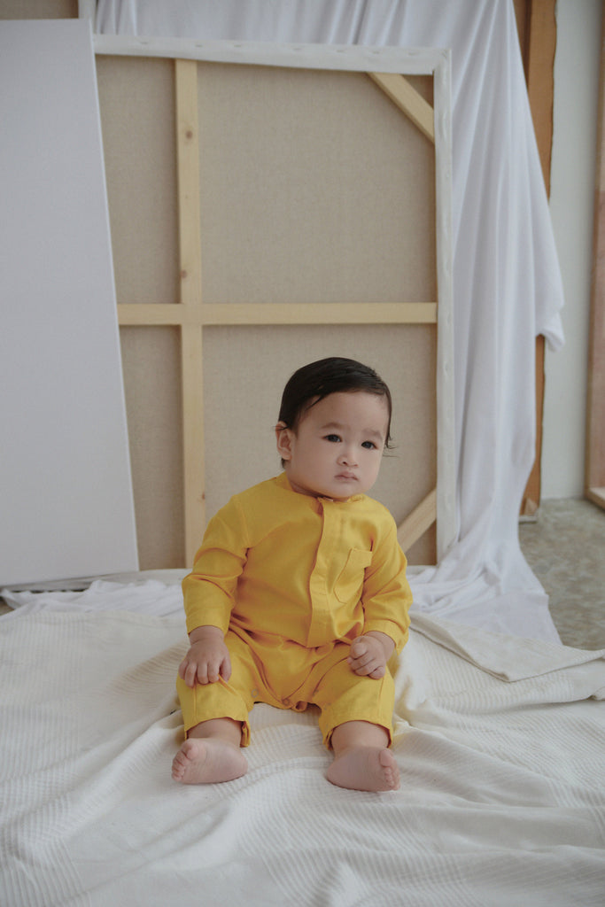 The Seniman Babies Baju Melayu Jumpsuit - Mustard