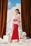 The Kita Menang Women Folded Skirt - Crimson Red