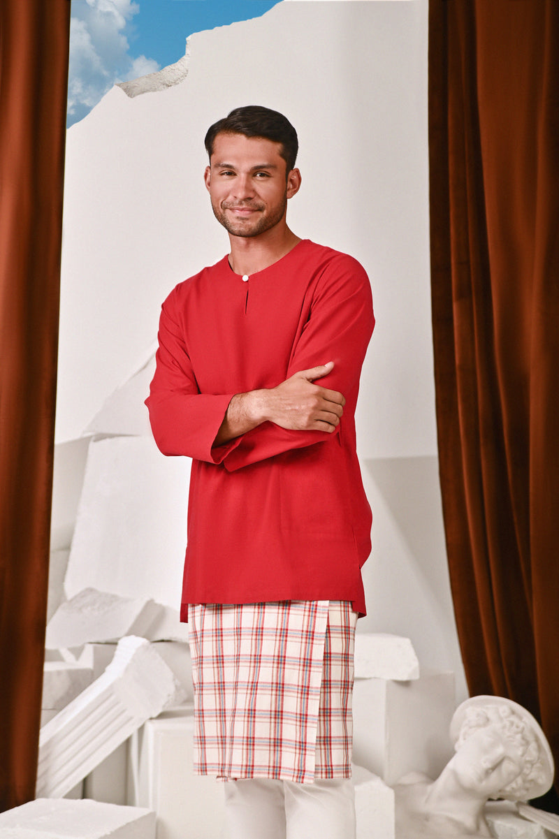 The Kita Menang Men Kurta - Crimson Red