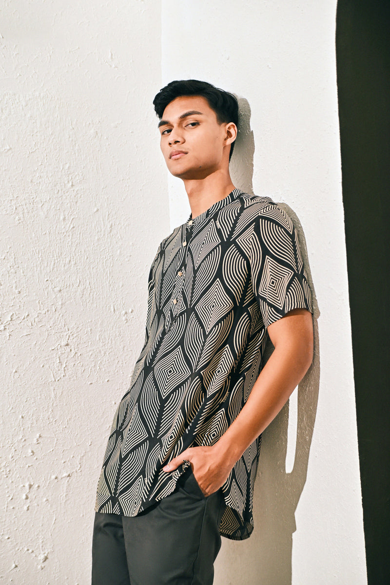 The Rasa Damai Men Nehru Shirt - Daun