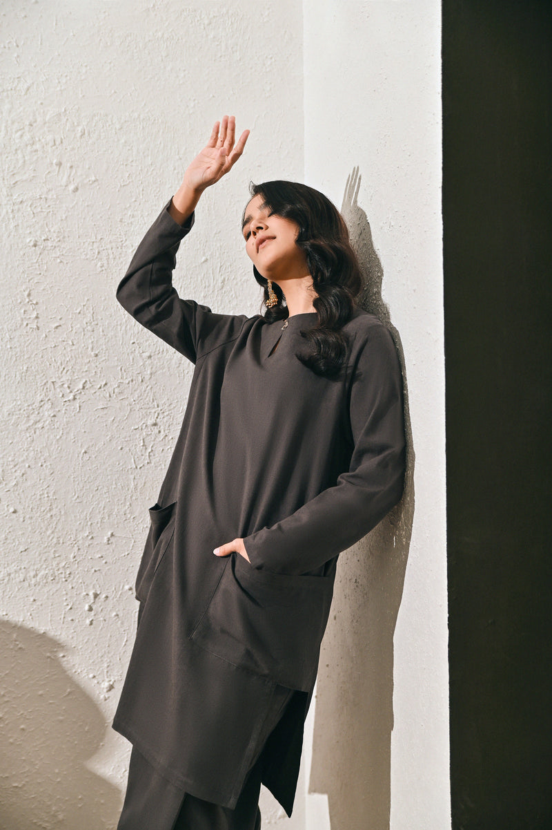 The Rasa Damai Women Nyaman Kurung Top - Steel Grey