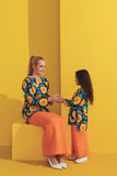 Family Printed design with Orange skirt