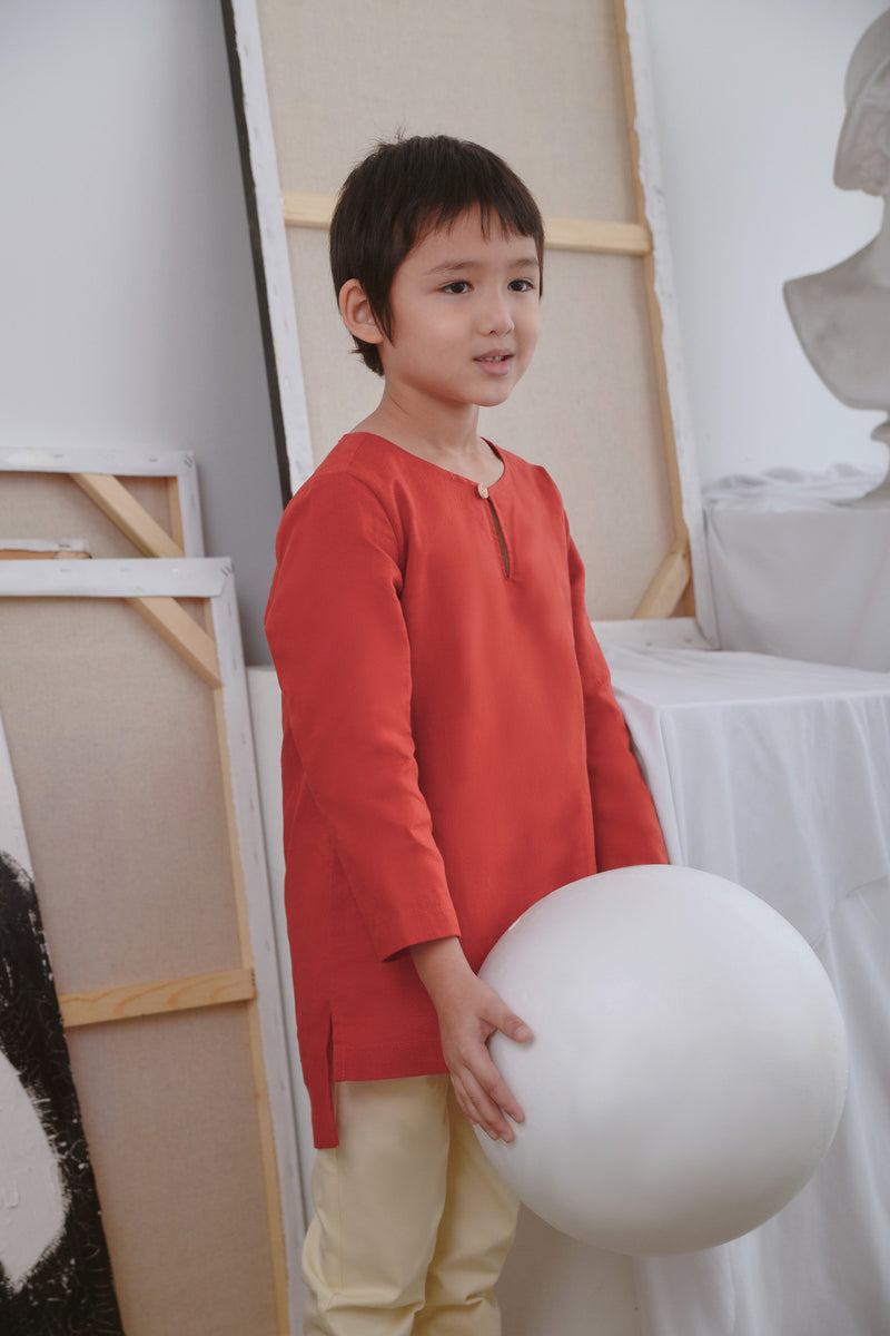 kurta cotton lengan panjang budak 
