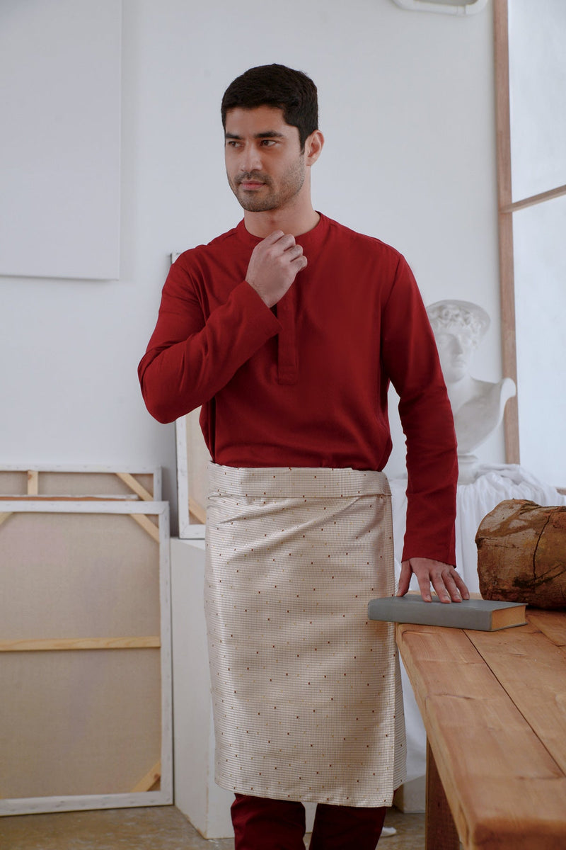 The Seniman Men Baju Melayu Top - Maroon