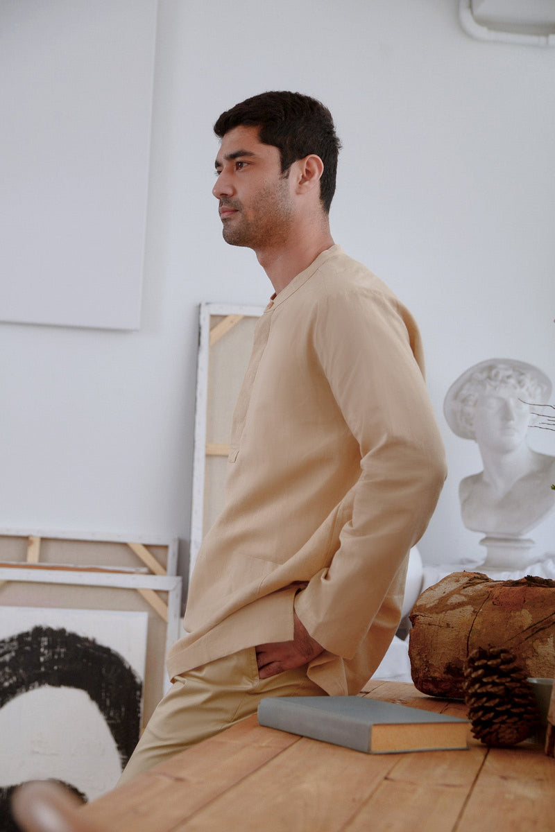 The Seniman Men Baju Melayu Top - Khaki