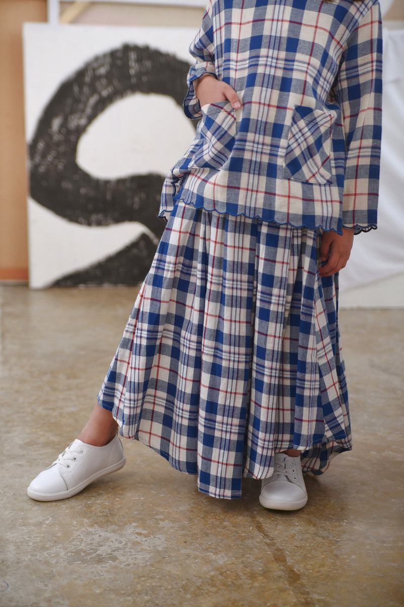 The Seniman Pleats Umbrella Skirt - Fusion Checked