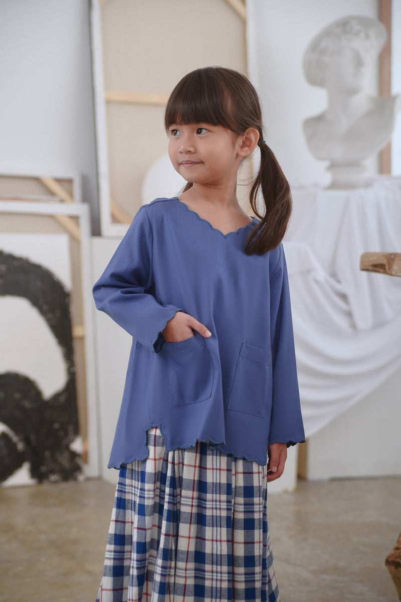 baju kurung sulam biru budak