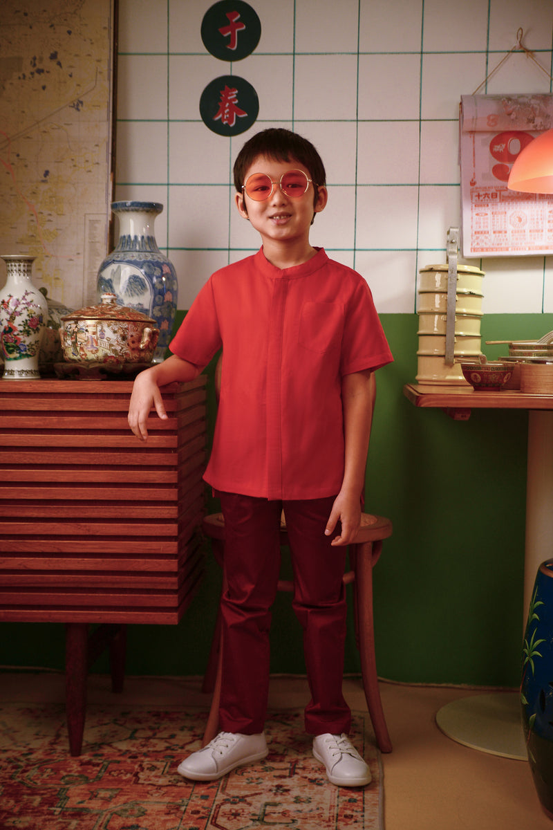The Good Times Oriental Shirt - Mandarin Red