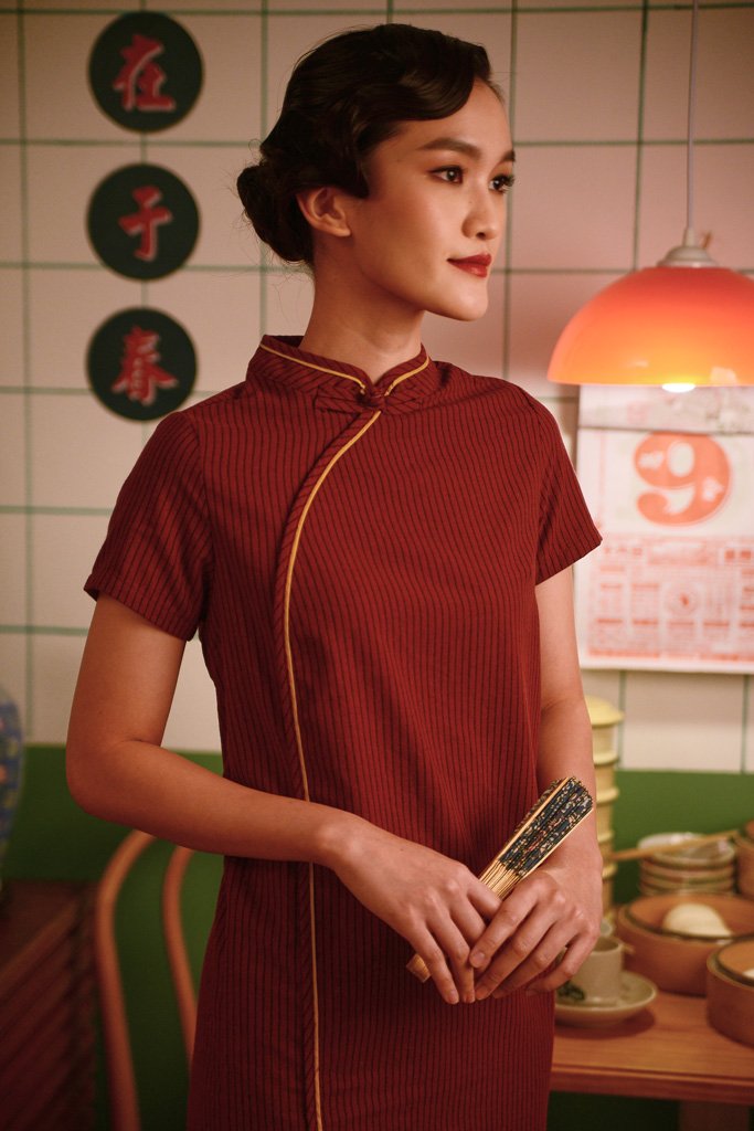 The Good Times Women Cheongsam Dress - Rust Stripe