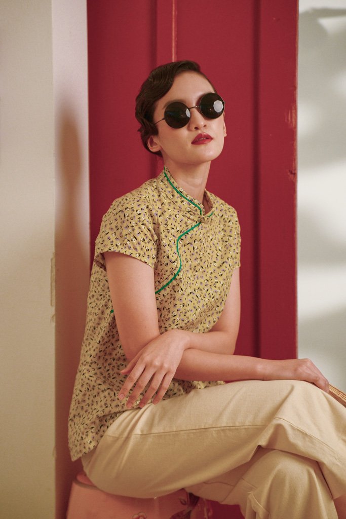 The Good Times Women Cheongsam Top - Mustard Floral