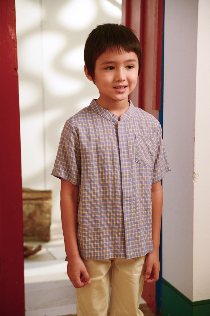 kemeja budak warna ungu cair 