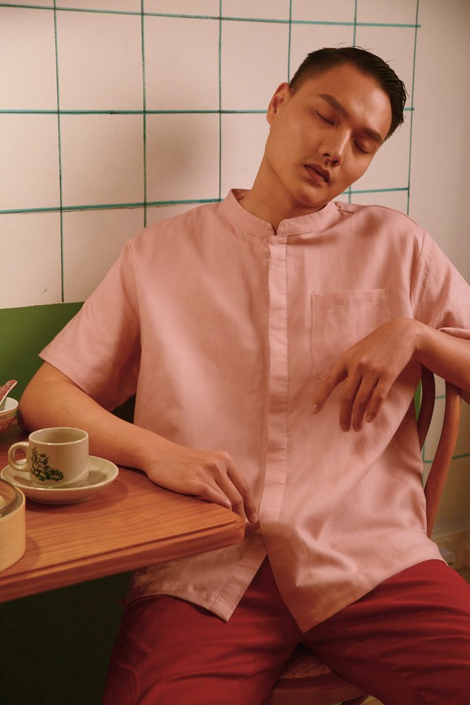 The Good Times Men Oriental Shirt - Salmon