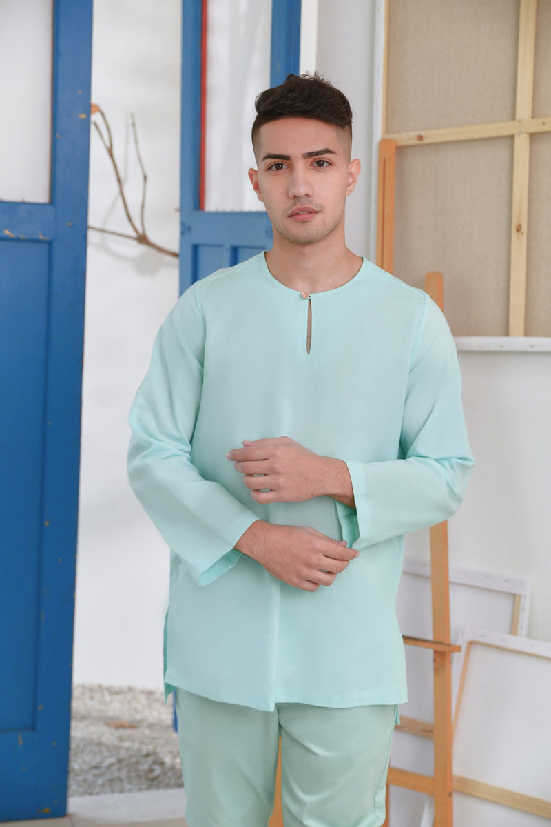 The Seniman Men Kurta - Tiffany Blue
