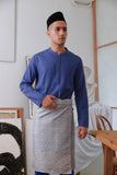 The Seniman Men Baju Melayu Top - Steel Blue