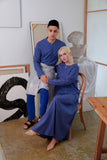 baju raya couple set classic blue 