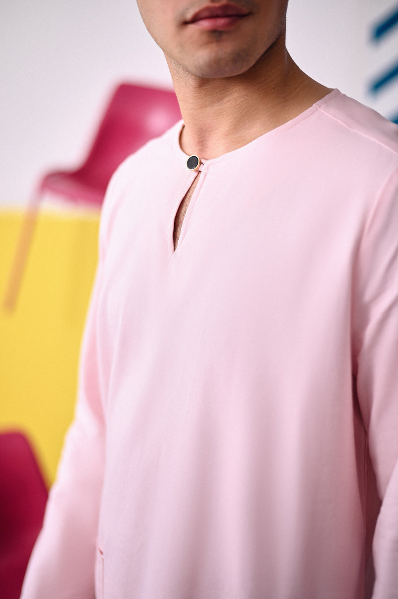 kurta cotton pink cair dewasa 