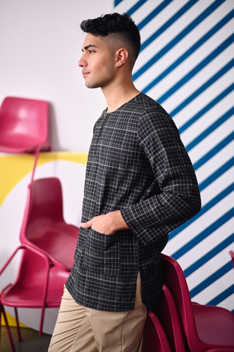 The Dulu Kita Men Kurta - Kita Black Checked