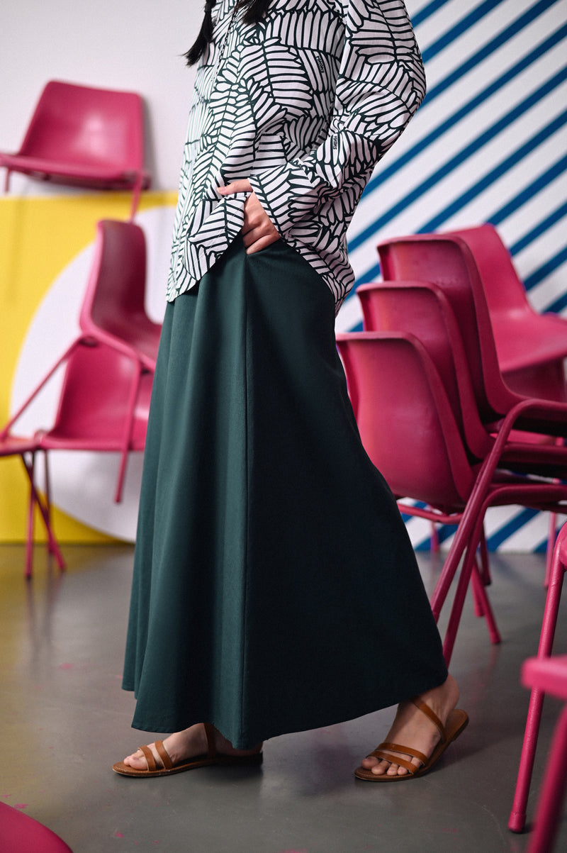 The Dulu Kita Women Flare Skirt - Emerald Green