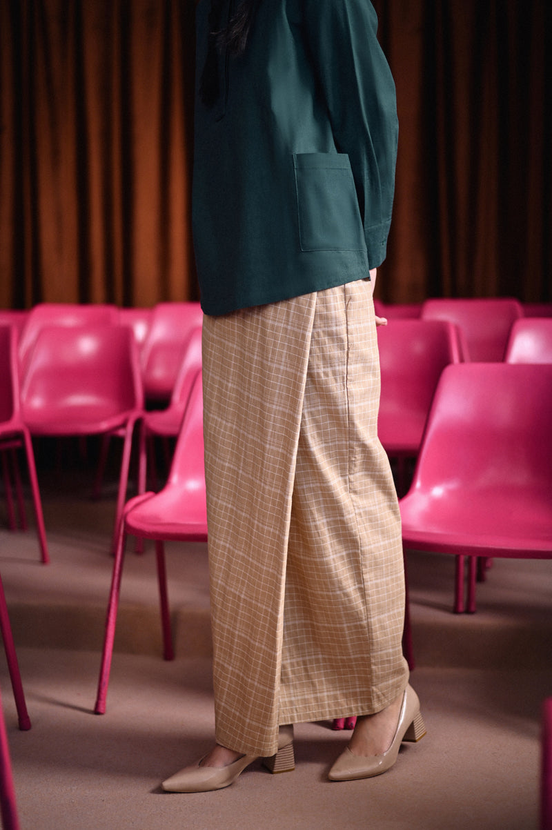 kain lipat depan bercorak khaki dewasa