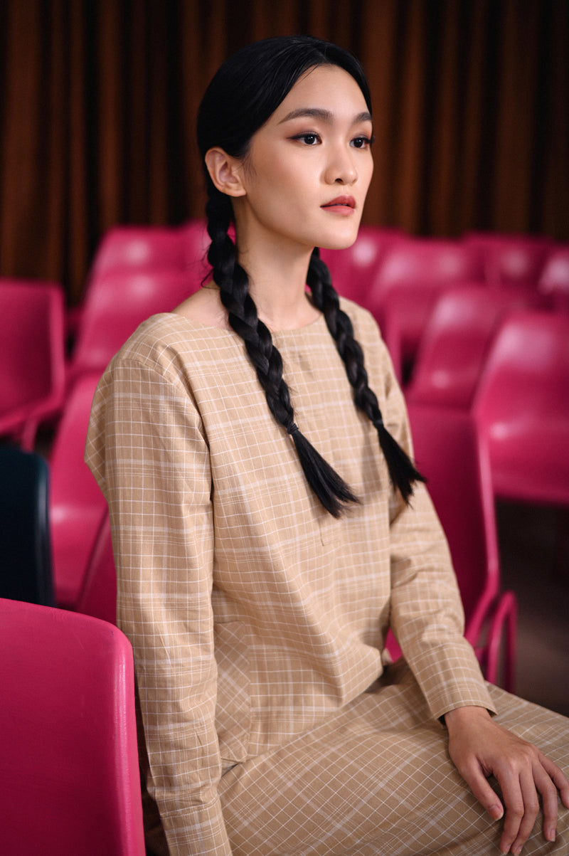 blouse poket bercorak khaki dewasa 