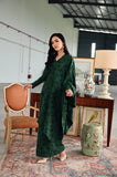The Glow Women Petals Kebaya Set - Emerald Green Jacquard