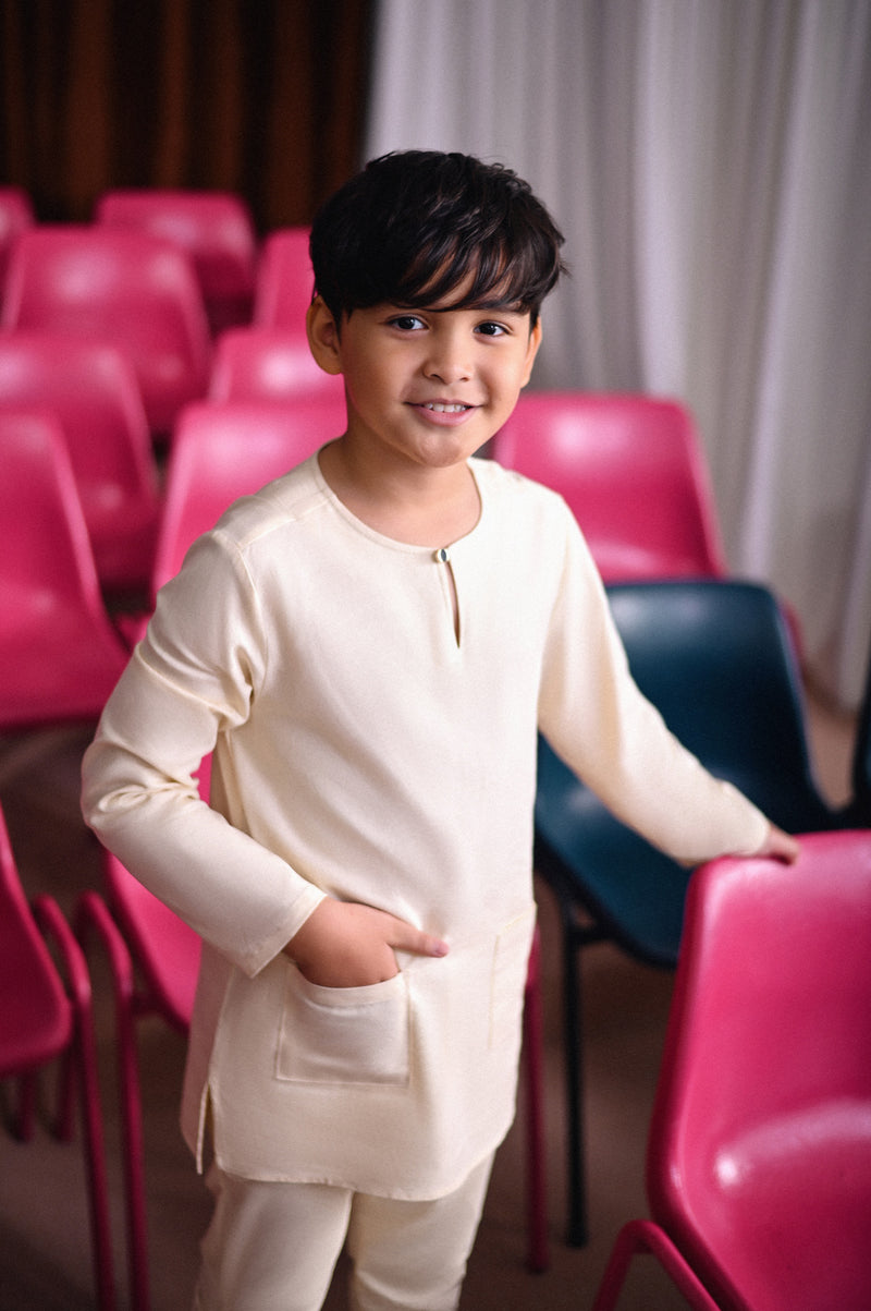 kurta cotton cream budak 