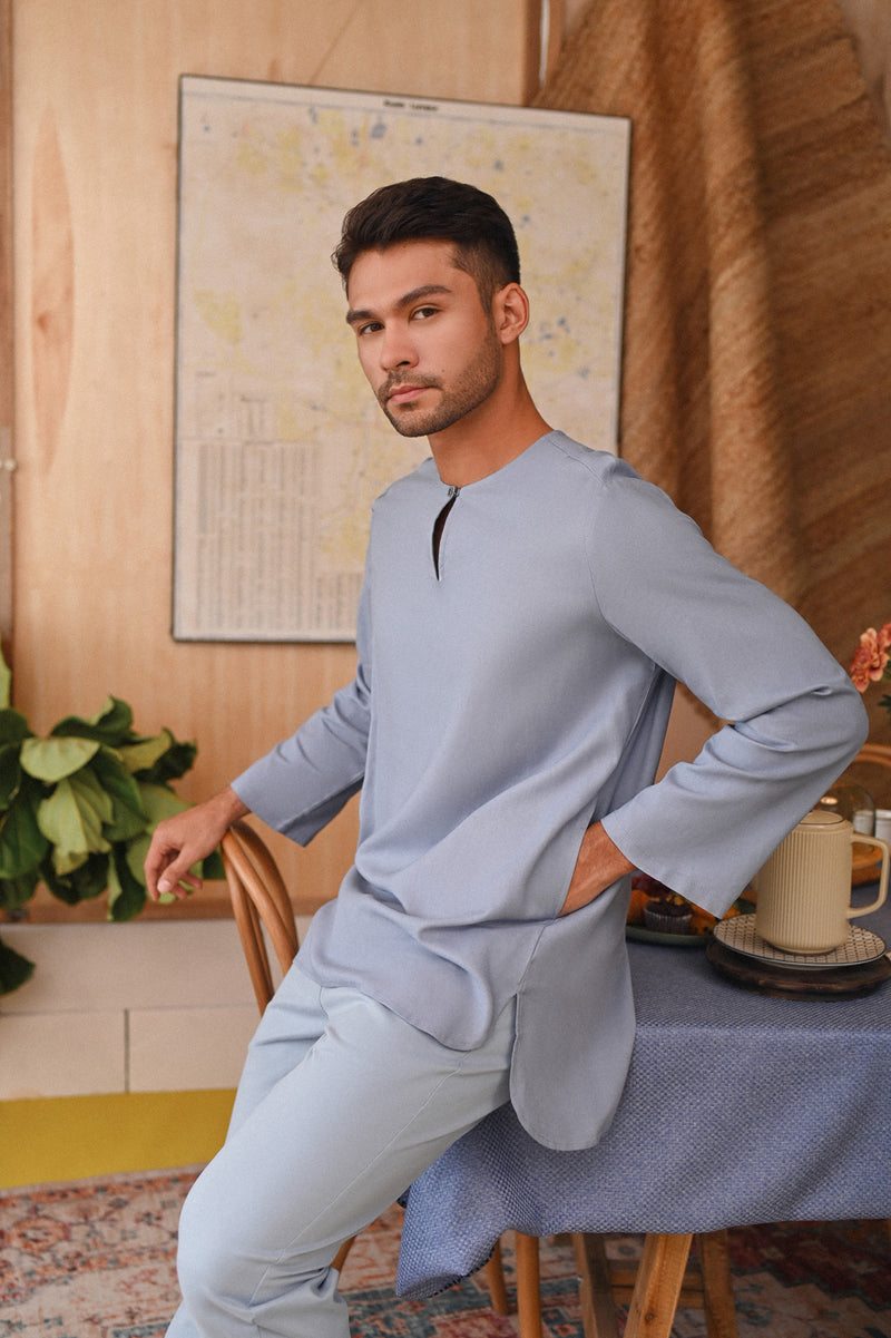 The Tanah Men Kurta - Pigeon Blue