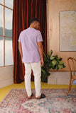 The Tanah Men Short Sleeve Kurta - Lavender Stripe