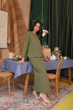 The Tanah Women Folded Skirt - Olive Stripe
