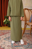 The Tanah Folded Skirt - Olive Stripe