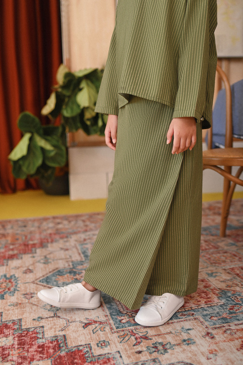 Olive stripe skirt for girl