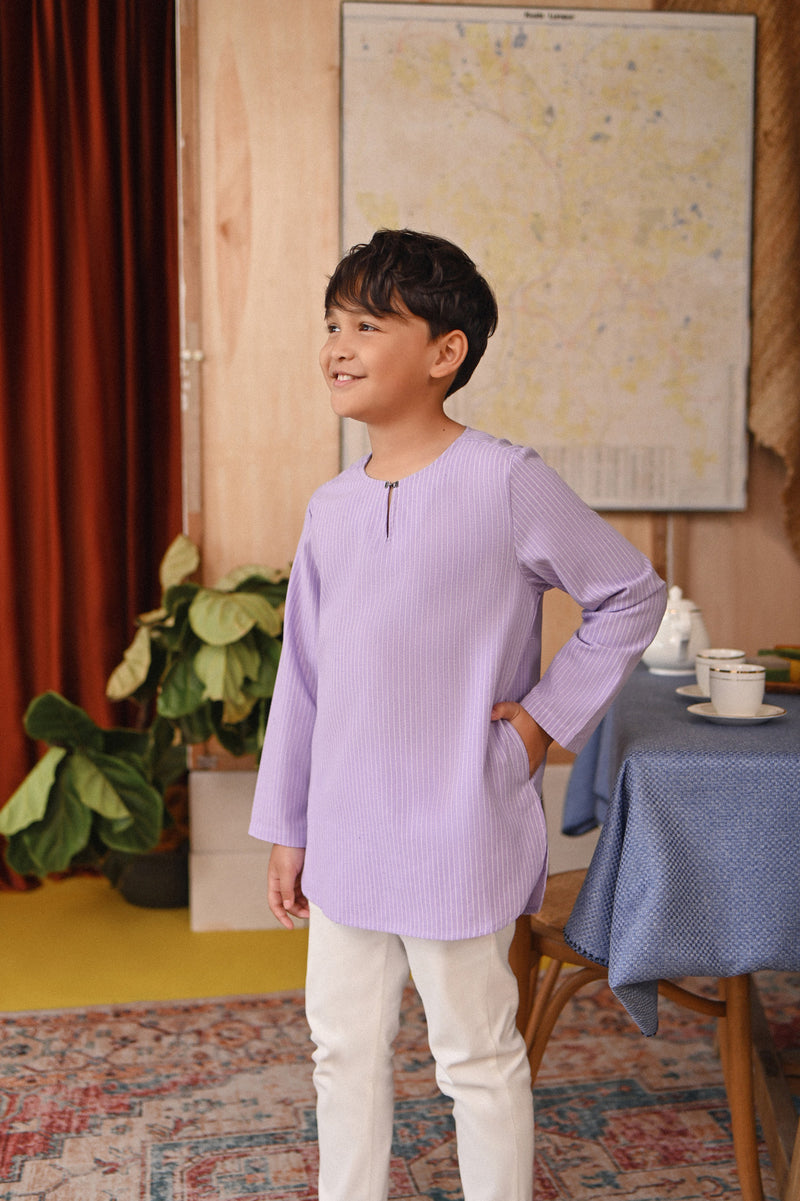 The Tanah Kurta - Lavender Stripe