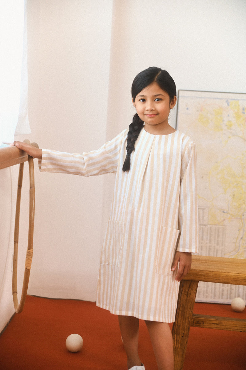 dress kanak kanak bercorak jalur 